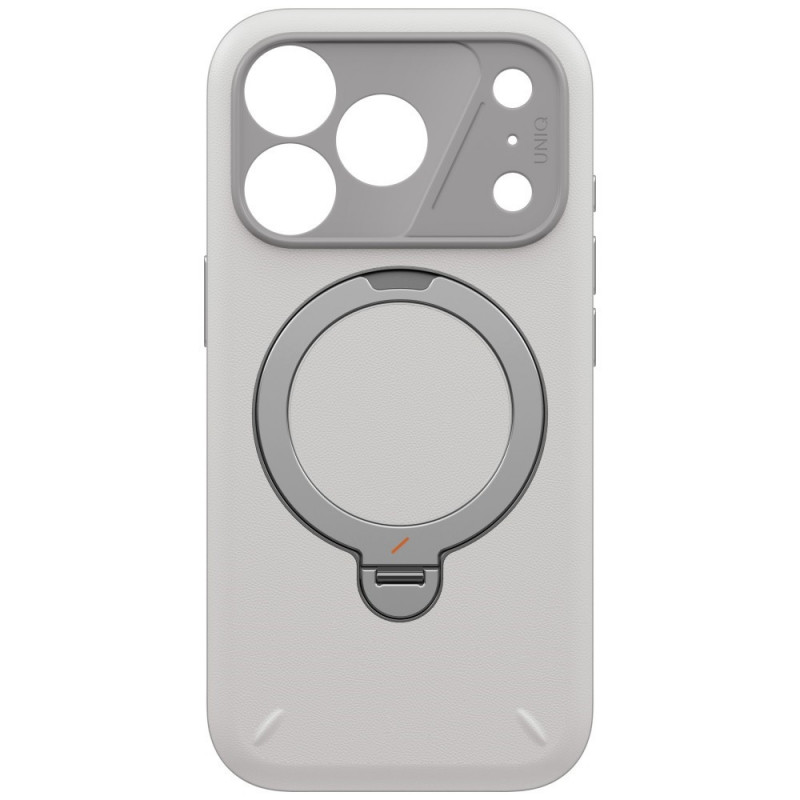 UNIQ Elix dėklas, skirtas Apple iPhone 18 Pro / 17 Pro, 360° pasukamas atrama, šviesiai pilkas