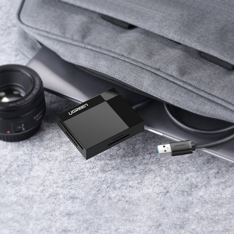 Ugreen CR125 USB 3.0 kortelių skaitytuvas, SD / microSD / CF / MS, juodas