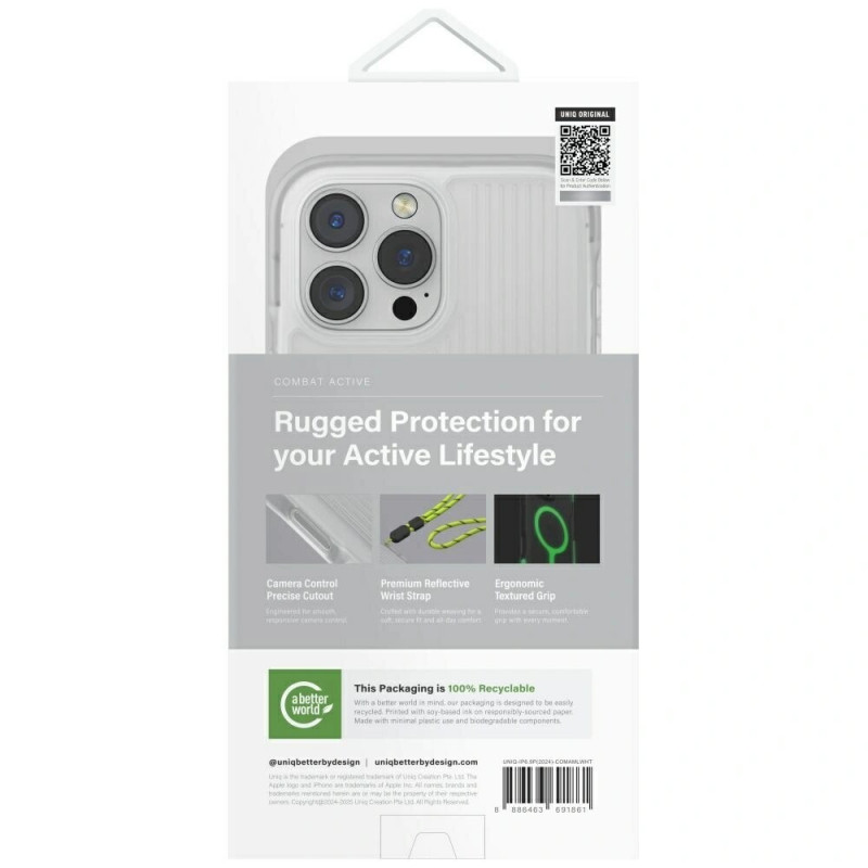 UNIQ Combat Active apsauginis dėklas, skirtas Apple iPhone 16 Pro Max, Magclick Charging, lume white