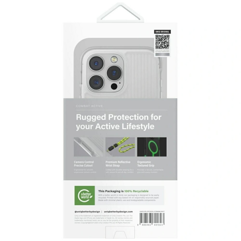 UNIQ Combat Active aktyvus dėklas, skirtas Apple iPhone 16 Pro, Magclick įkrovimas, lume white