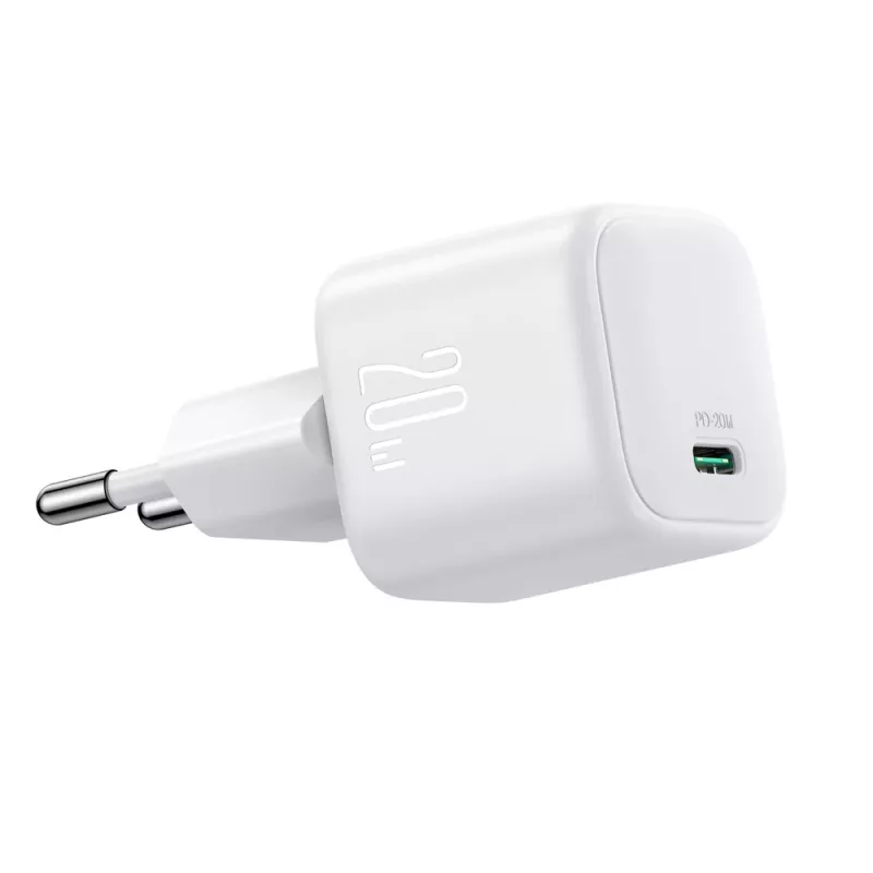 Joyroom TCG08 (JR-TCG08) GaN kelioninis įkroviklis, USB-C, 20W, PD 3.0, QC 3.0, baltas