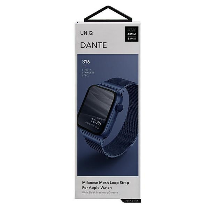 UNIQ Dante nerūdijančio plieno apyrankė, skirta Apple Watch 4/5/6/7/SE 40/41 mm, Marine Blue
