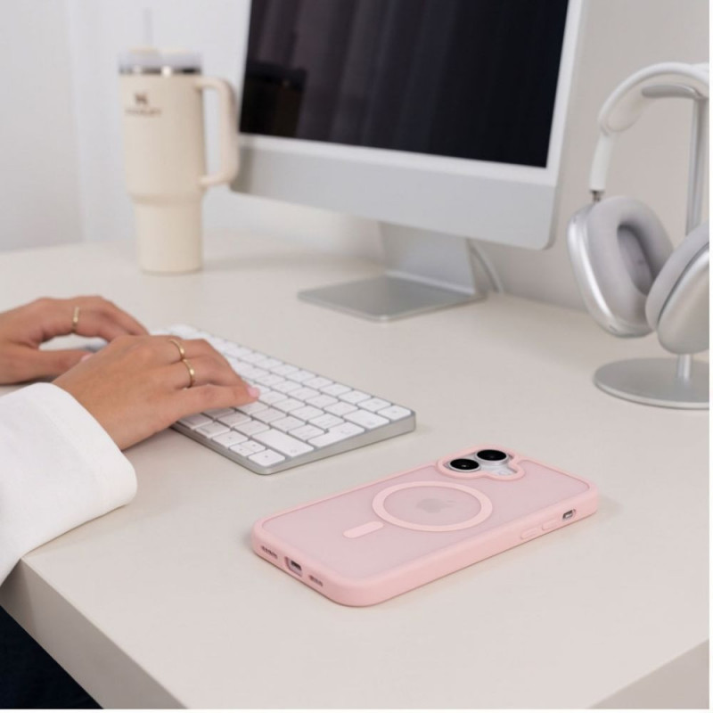 Tech-Protect dėklas BasicMag MagSafe skirtas Apple iPhone 17, matinė rožinė