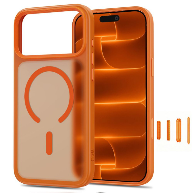Tech-Protect Magmat MagSafe CC dėklas, skirtas Apple iPhone 17 Pro Max / 18 Pro Max, matinės Cosmic Orange spalvos