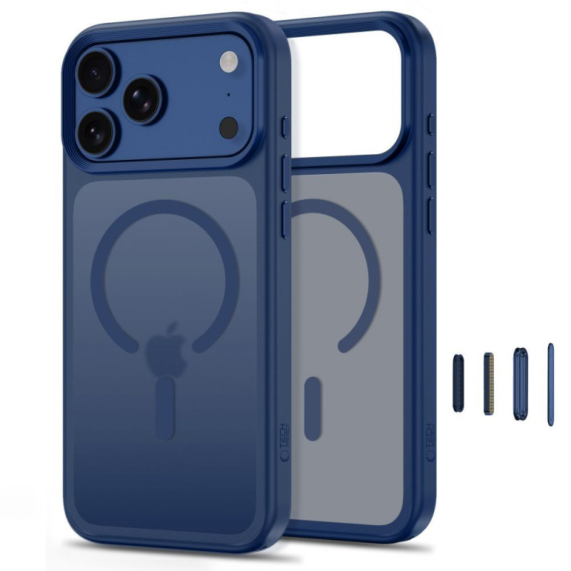 Tech-Protect Magmat MagSafe CC dėklas, skirtas Apple iPhone 17 Pro / 18 Pro, matinės tamsiai mėlynos spalvos