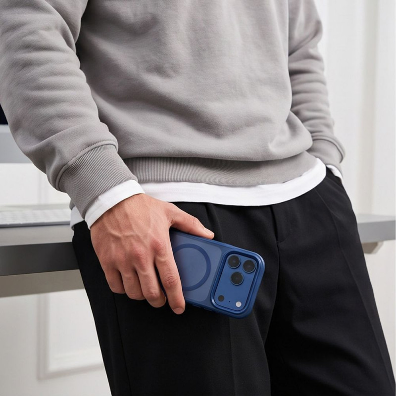 Tech-Protect Magmat MagSafe CC dėklas, skirtas Apple iPhone 17 Pro Max / 18 Pro Max, matinė tamsiai mėlyna