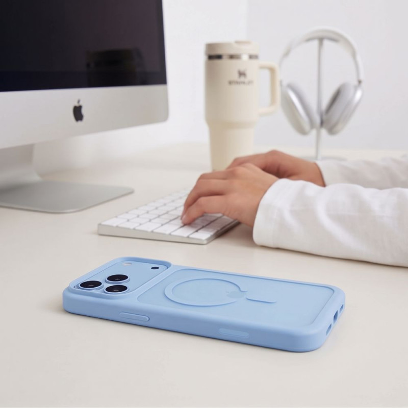 Tech-Protect Magmat MagSafe CC dėklas, skirtas Apple iPhone 17 Pro Max / 18 Pro Max, matinis šviesiai mėlynas