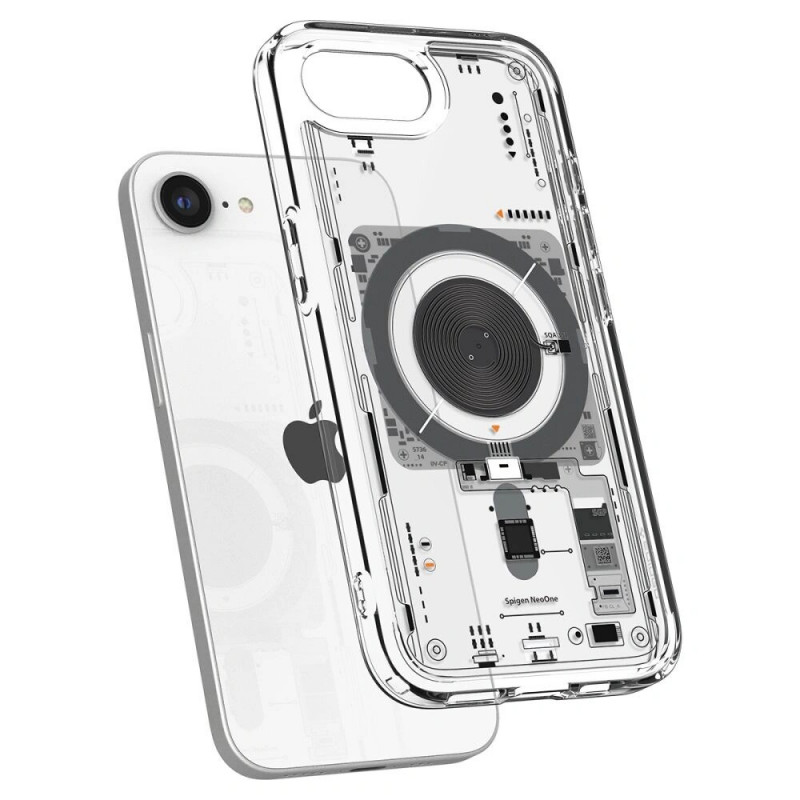 Spigen Ultra Hybrid Mag MagSafe dėklas, skirtas Apple iPhone 17e / 16e, Neo One, permatomas