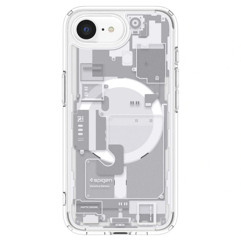 Spigen Ultra Hybrid Mag MagSafe dėklas, skirtas Apple iPhone 17e / 16e, Zero One, baltas