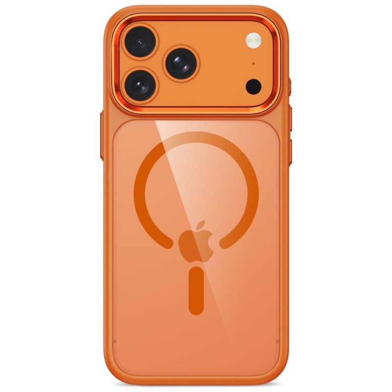 Tech-Protect Magmat MagSafe CC dėklas, skirtas Apple iPhone 17 Pro Max / 18 Pro Max, Cosmic Orange / permatomas