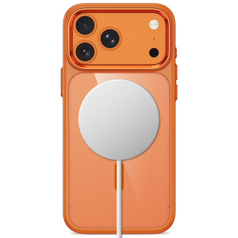 Tech-Protect Magmat MagSafe CC dėklas, skirtas Apple iPhone 17 Pro Max / 18 Pro Max, Cosmic Orange / permatomas
