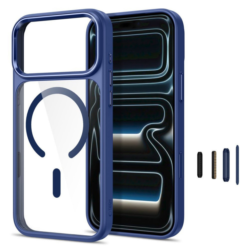 Tech-Protect Magmat MagSafe CC dėklas, skirtas Apple iPhone 17 Pro / 18 Pro, Deep Blue / permatomas