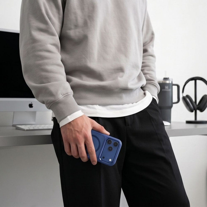 Tech-Protect Magmat MagSafe CC dėklas, skirtas Apple iPhone 17 Pro / 18 Pro, Deep Blue / permatomas