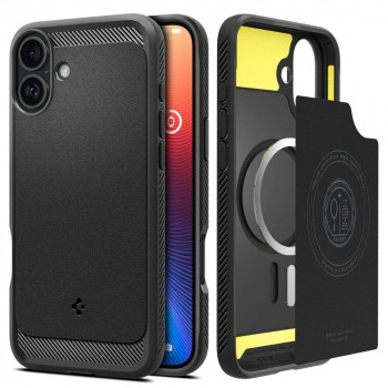Spigen Rugged Armor Mag MagSafe dėklas, skirtas Apple iPhone 16, matinė juoda