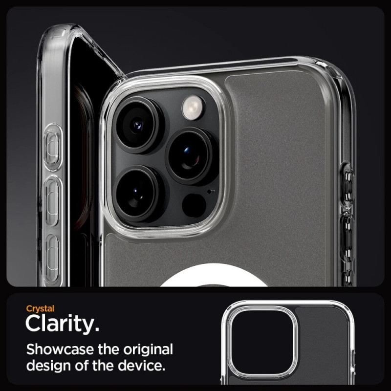 Spigen Ultra Hybrid Mag MagSafe dėklas, skirtas Apple iPhone 16 Pro, permatomas (Frost Clear)