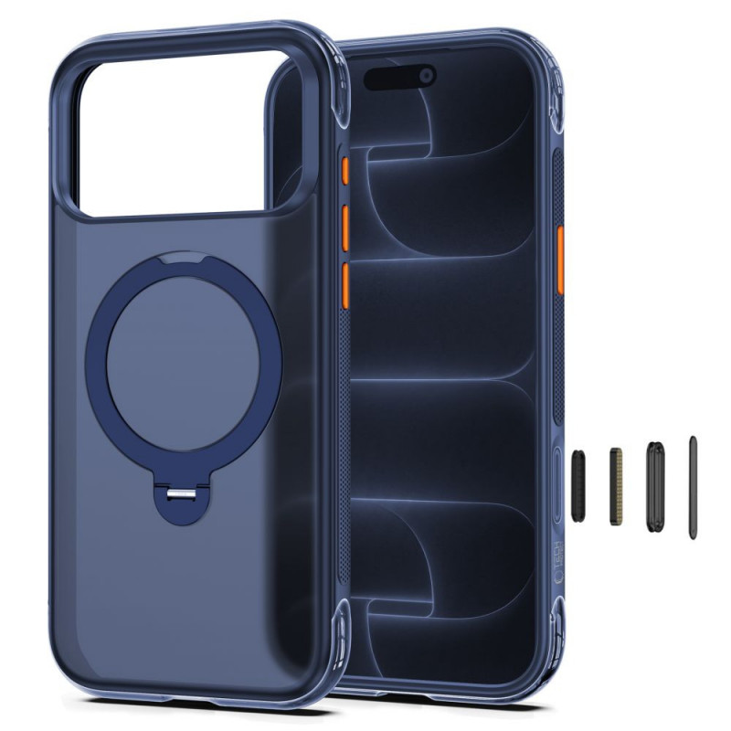 Tech-Protect MagAir Stand MagSafe CC dėklas, skirtas Apple iPhone 17 Pro Max / 18 Pro Max, matinės tamsiai mėlynos spalvos