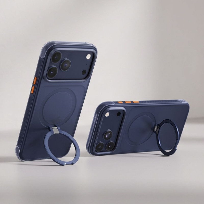Tech-Protect MagAir Stand MagSafe CC dėklas, skirtas Apple iPhone 17 Pro Max / 18 Pro Max, matinės tamsiai mėlynos spalvos
