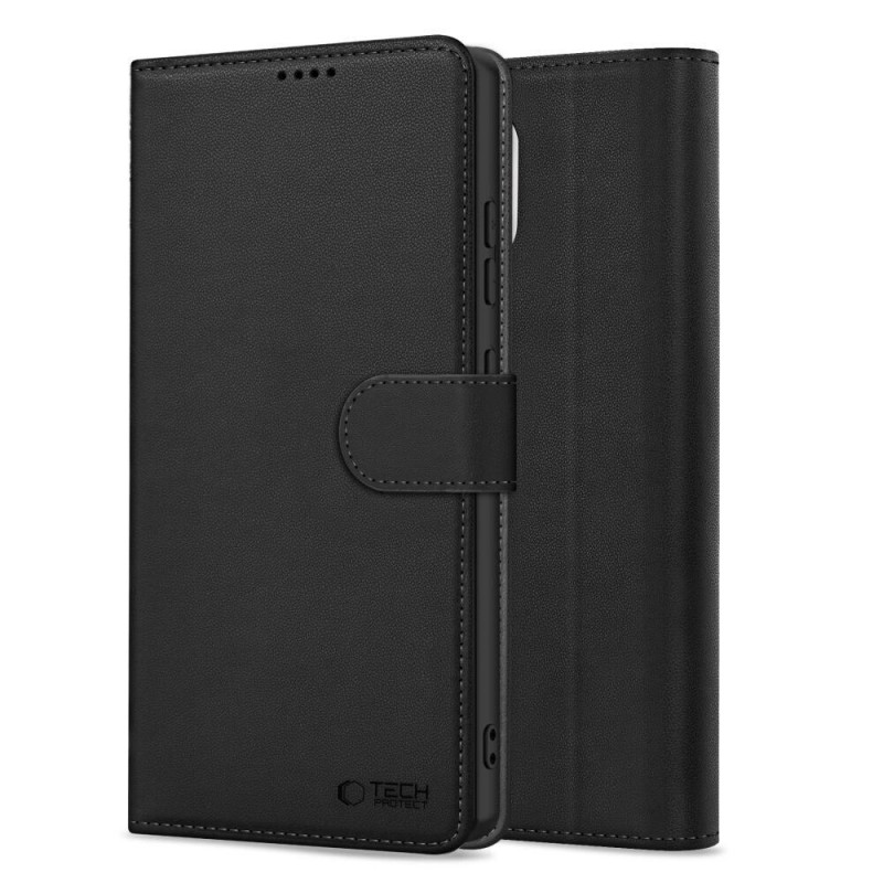 Tech-Protect piniginės tipo dėklas, skirtas Apple iPhone 17e / 16e, matinė juoda