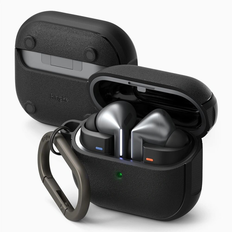 Ringke Onyx Magnetic MagSafe dėklas, skirtas Samsung Galaxy Buds 3 / 3 Pro, juodas