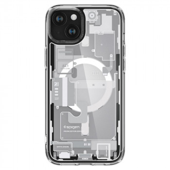 Spigen Ultra Hybrid Mag dėklas su MagSafe, skirtas Apple iPhone 15 Plus / 14 Plus, Zero One, baltas