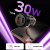 Tech-Protect CC03 2 prievadų automobilinis įkroviklis USB-A / USB-C, PD 30W / QC 3.0, juodas