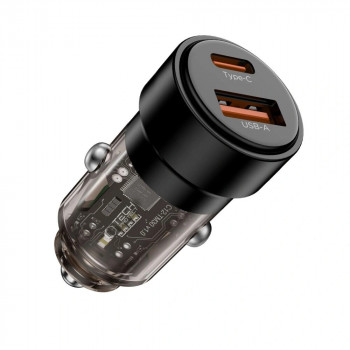 Tech-Protect CC03 2 prievadų automobilinis įkroviklis USB-A / USB-C, PD 75W, juodas