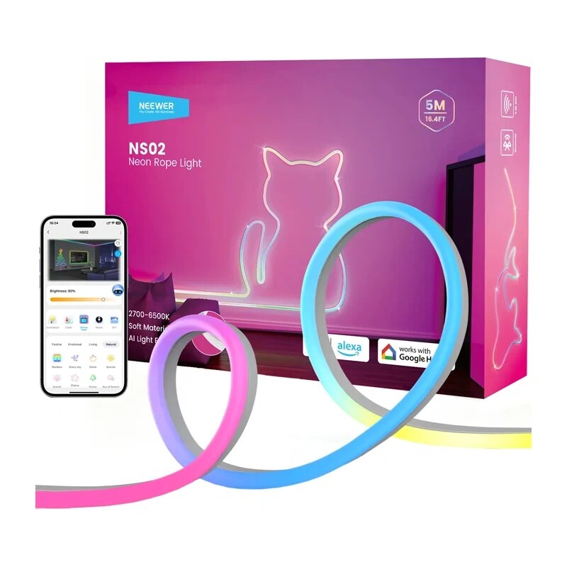 Neewer Strip Light NS01, plokščia RGB LED šviesos juosta 5 m