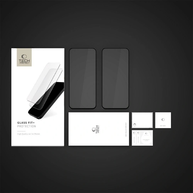 Tech-Protect Glass Fit+ grūdintas stiklas, skirtas Motorola Moto G15 / G15 Power / G05 / E15, juodas (2 vnt.)