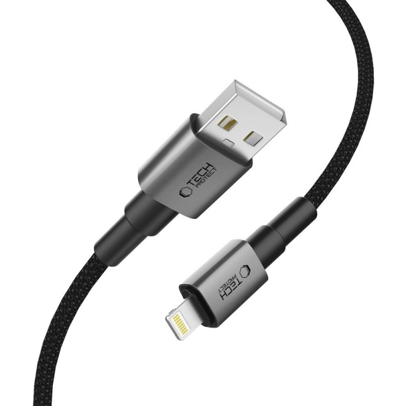 Tech-Protect Ultraboost DNA USB-A / Lightning kabelis, 12 W, 2,4 A, 25 cm, Iron Grey