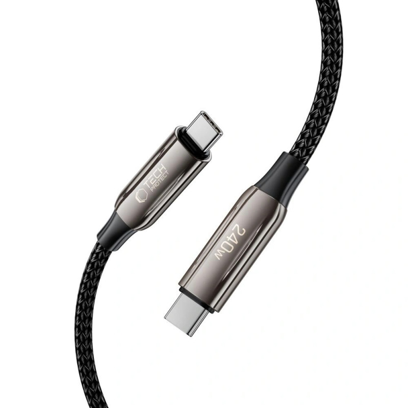 Tech-Protect UB10T Ultraboost USB-C / USB-C kabelis PD240W/QC4.0, 200 cm, juodas