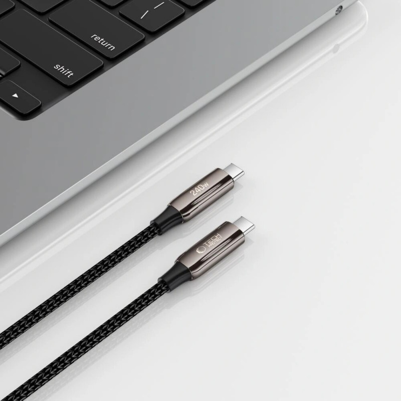 Tech-Protect UB10T Ultraboost USB-C / USB-C kabelis PD240W/QC4.0, 200 cm, juodas