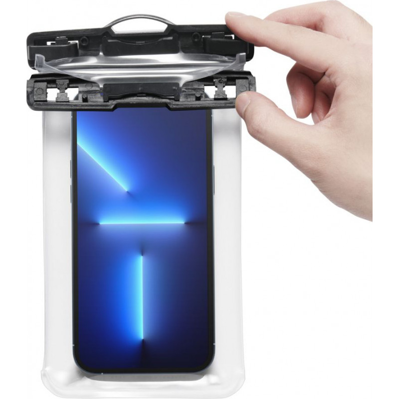 Spigen A601 Aqua Shield universalus vandeniui atsparus dėklas, Crystal Clear
