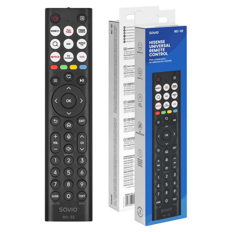 Savio RC-32 universalus pakaitinis nuotolinio valdymo pultas Hisense TV