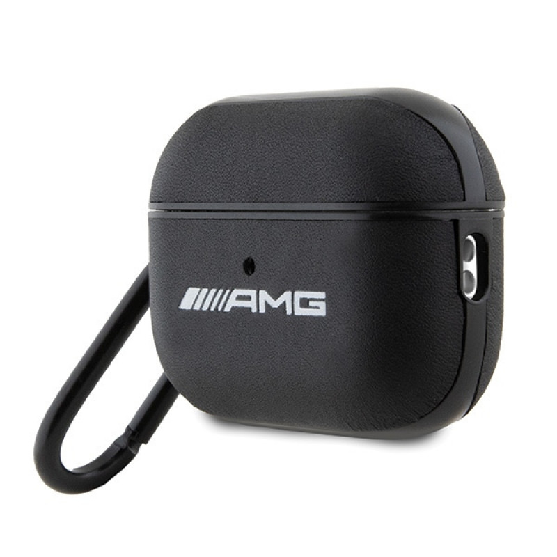 Mercedes-AMG AMAP2SLWK Leather Big Logo dangtelis Apple AirPods Pro 2 (2022/2023), juodas, baltas logotipas
