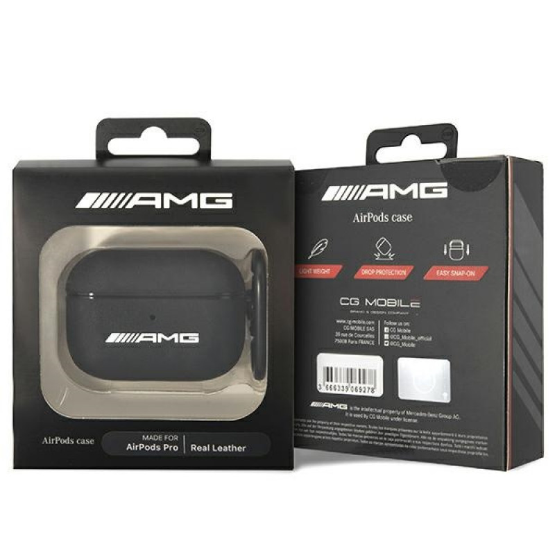 Mercedes-AMG AMAPSLWK Apple AirPods Pro dangtelis AMG Leather Big Logo, juodas