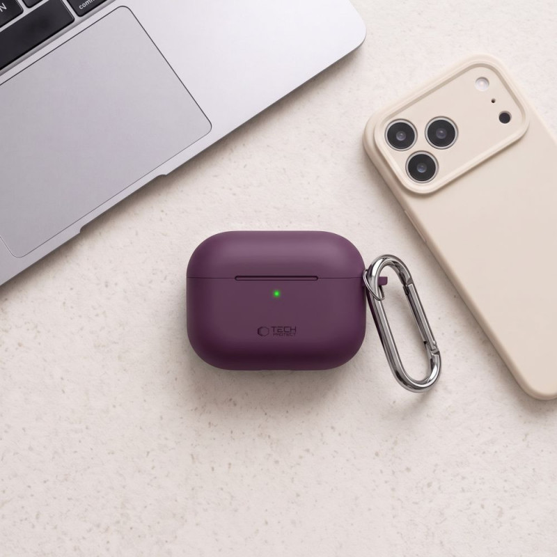 Tech-Protect Silicone Hook THP6103 Apple AirPods Pro 3 įkrovimo dėklo dangtelis, bordinė spalva