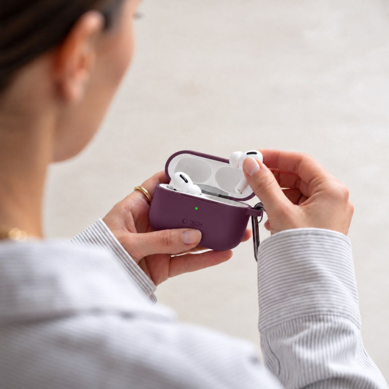 Tech-Protect Silicone Hook THP6103 Apple AirPods Pro 3 įkrovimo dėklo dangtelis, bordinė spalva