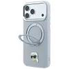 Karl Lagerfeld with Ring Stand 360 Karl Head Pin MagSafe dėklas, skirtas Apple iPhone 18 Pro / 17 Pro, pilkas (KF003235)