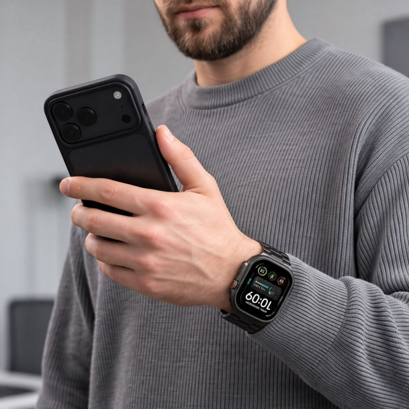 Tech-Protect Stainless THP6099 Apple Watch 8 / 9 / 10 / 11 / 12 / SE / Ultra 44/45/46/49 mm nerūdijančio plieno apyrankė, juoda