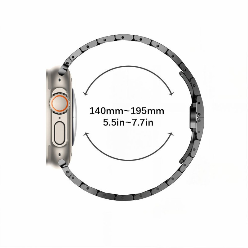 Tech-Protect Stainless THP6100 Apple Watch 8 / 9 / 10 / 11 / 12 / SE / Ultra 44/45/46/49 mm nerūdijančio plieno apyrankė, Titanium/Orange