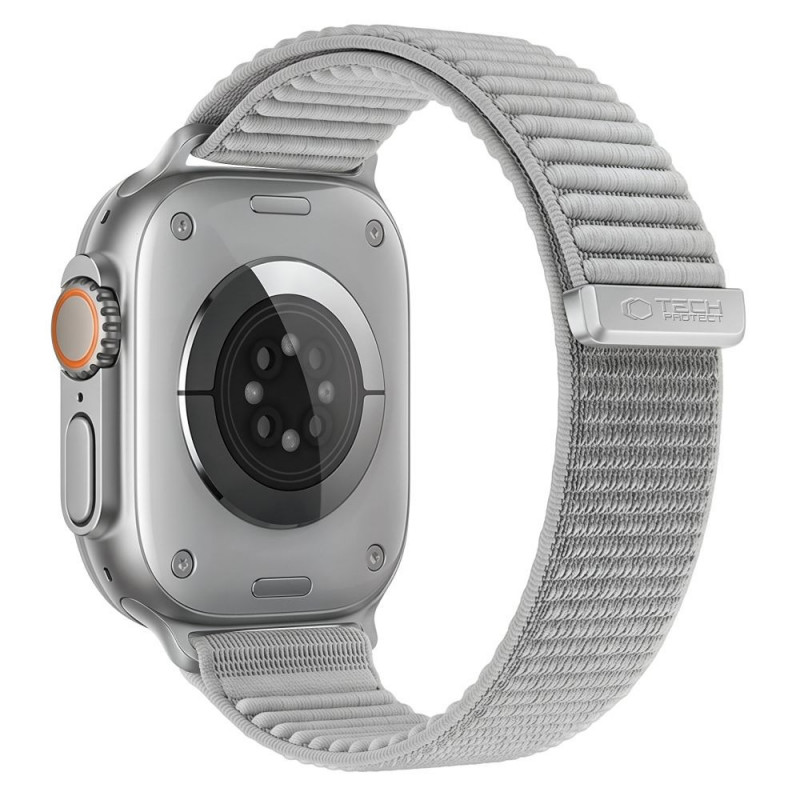 Tech-Protect Nylonloop Apple Watch 8 / 9 / 10 / 11 / 12 / SE / Ultra 44/45/46/49 mm laikrodžio dirželis, šviesiai pilkas