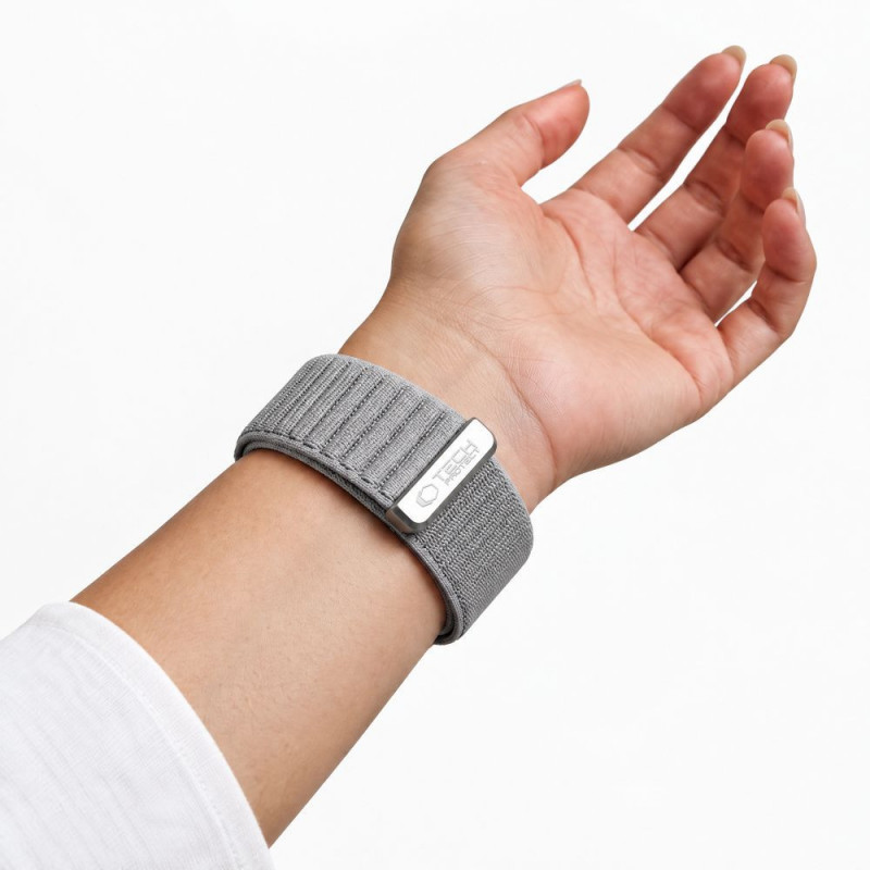 Tech-Protect Nylonloop Apple Watch 8 / 9 / 10 / 11 / 12 / SE / Ultra 44/45/46/49 mm laikrodžio dirželis, šviesiai pilkas
