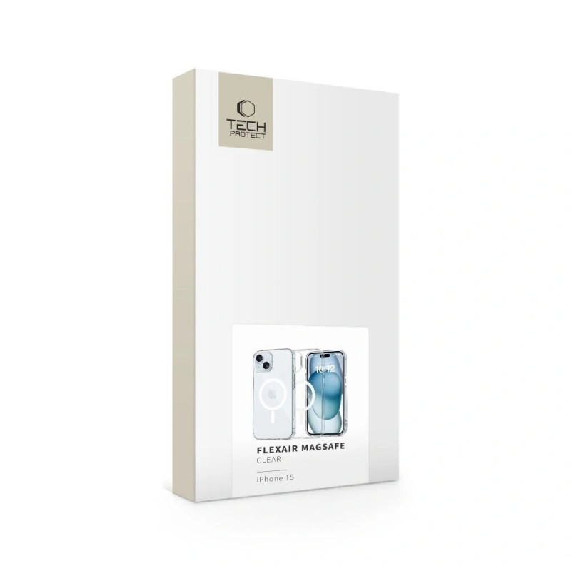 Tech-Protect FlexAir MagSafe THP3578 dėklas, skirtas Apple iPhone 15, permatomas