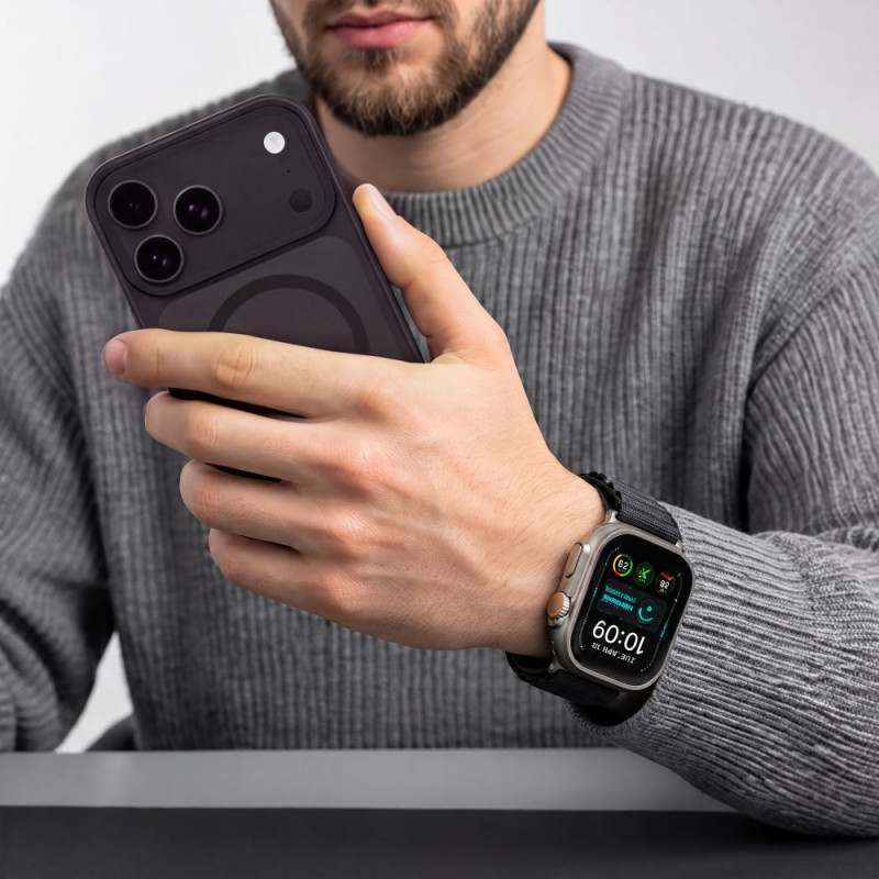 Tech-Protect Nylon Pro Apple Watch 8 / 9 / 10 / 11 / 12 / SE / Ultra 44/45/46/49 mm laikrodžio dirželis, juodas