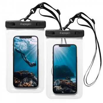 Spigen A601 universalus vandeniui atsparus dėklas (2 vnt.), Crystal Clear