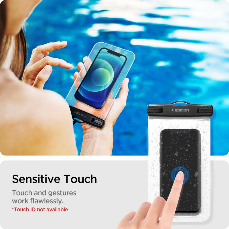Spigen A601 universalus vandeniui atsparus dėklas (2 vnt.), Crystal Clear