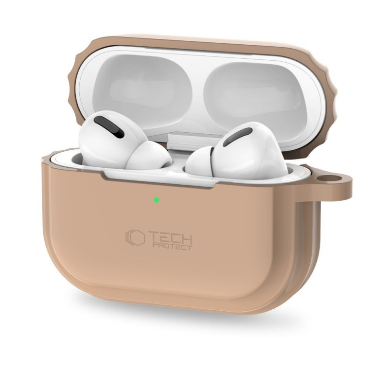 Tech-Protect silikoninis virvutės dėklas, skirtas Apple AirPods Pro 1 / 2, Cafe Latte