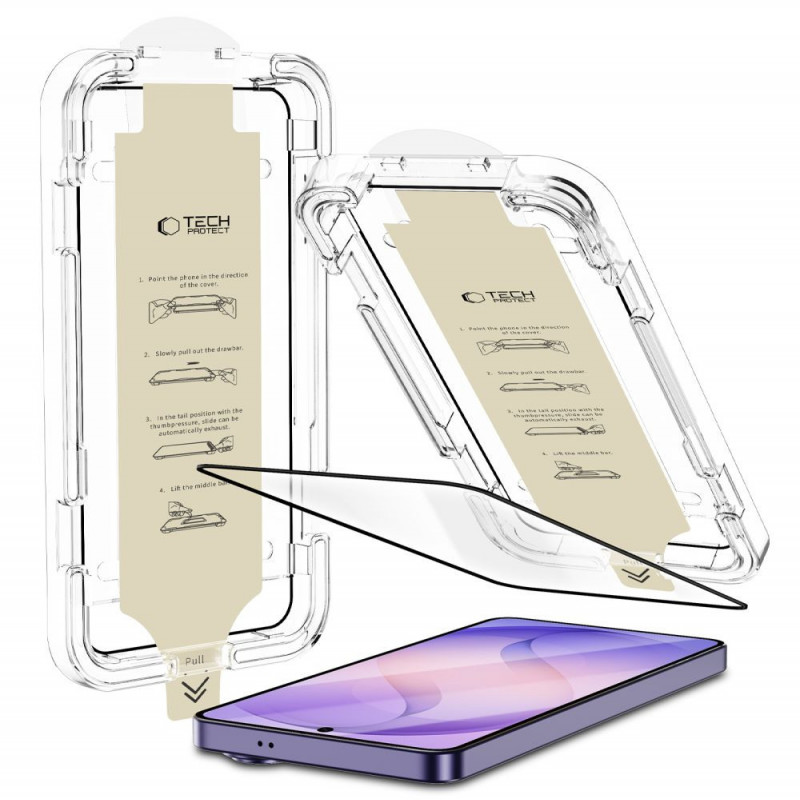 Tech-Protect Quick Set AR+ antirefleksinis stiklas, skirtas Samsung Galaxy S26 Ultra, juodas