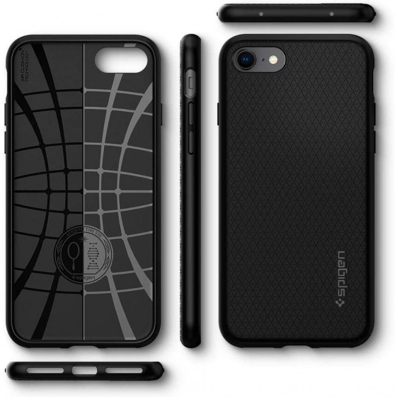 Spigen Liquid Air dėklas, skirtas Apple iPhone SE 2022 / SE 2020 / 8 / 7, juodas