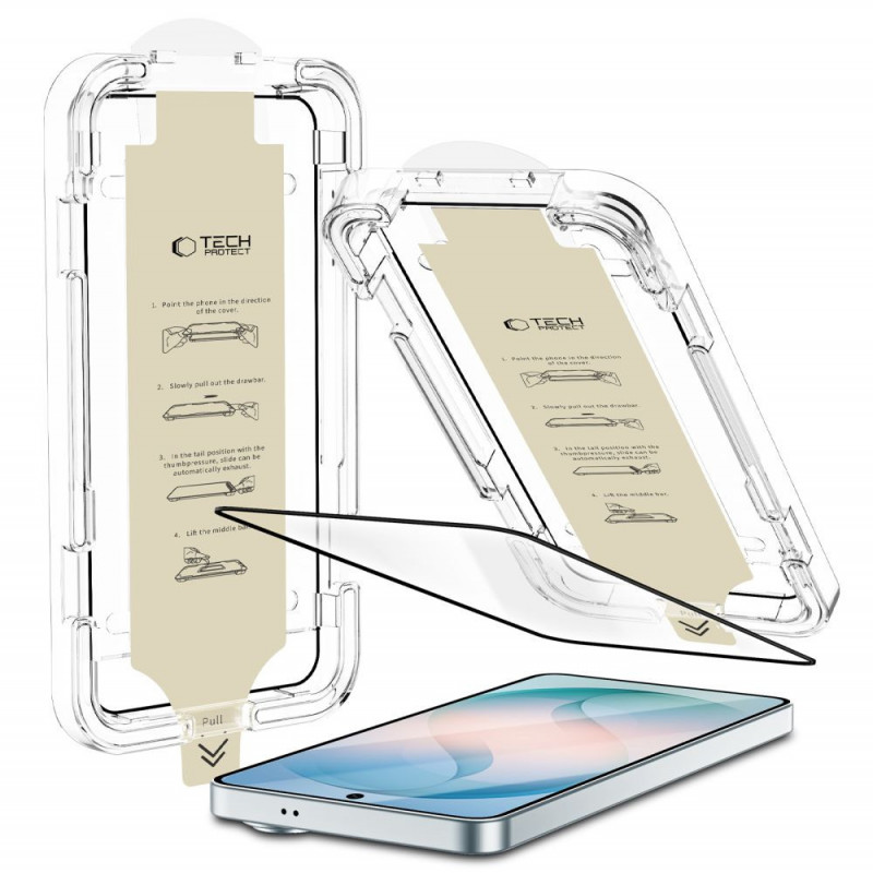 Tech-Protect Quick Set AR+ antirefleksinis stiklas, skirtas Samsung Galaxy S26+ Plus, juodas
